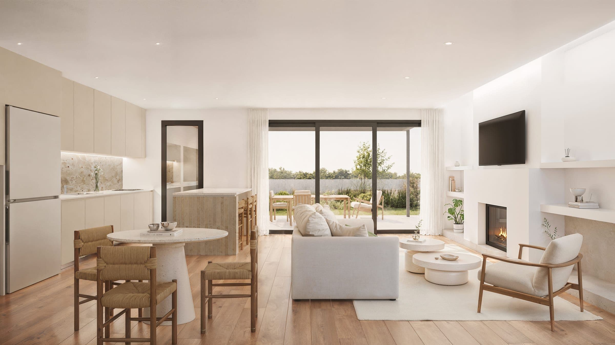 Living and dining area in one of the Florencia Housing homes